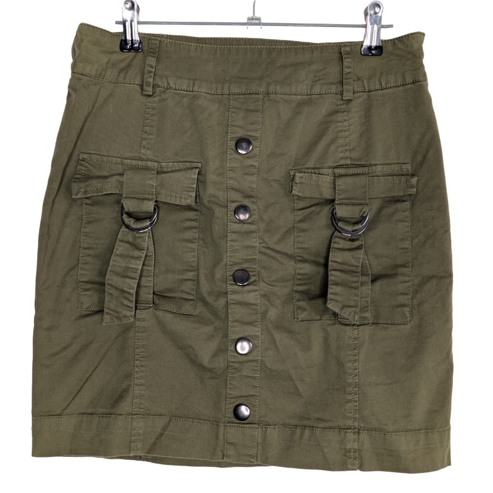 Guess Women's Size 2 Green Khaki Cargo Midi Pencil Skirt